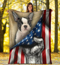 Boston Terrier Dog Fleece Blanket American Flag-Gear Wanta