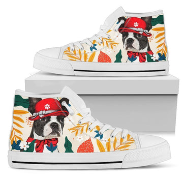 Boston Terrier Dog Sneakers Women High Top Shoes Funny-Gear Wanta