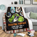 Boston Terrier Leave Paw Prints On Your Heart Fleece Blanket-Gear Wanta
