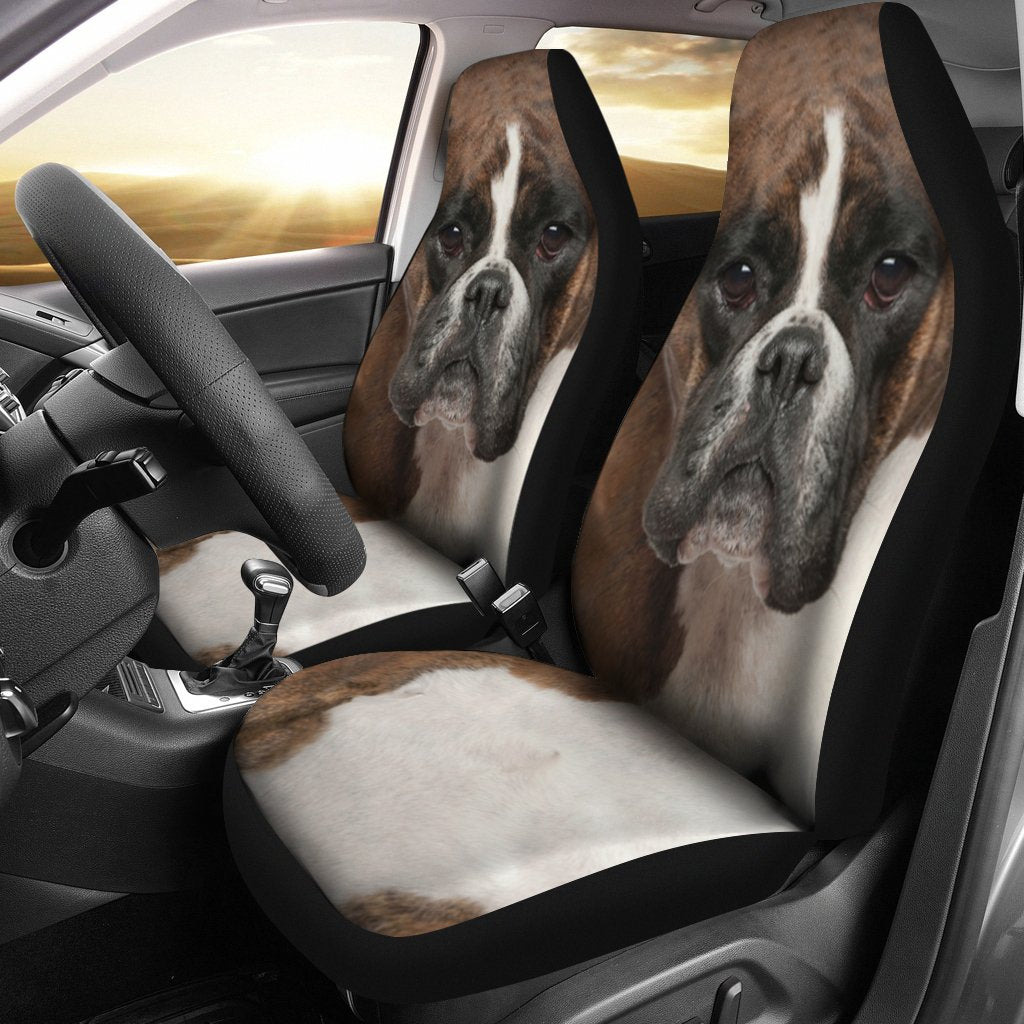 Boxer Dog Car Seat Covers Funny Dog Face-Gear Wanta