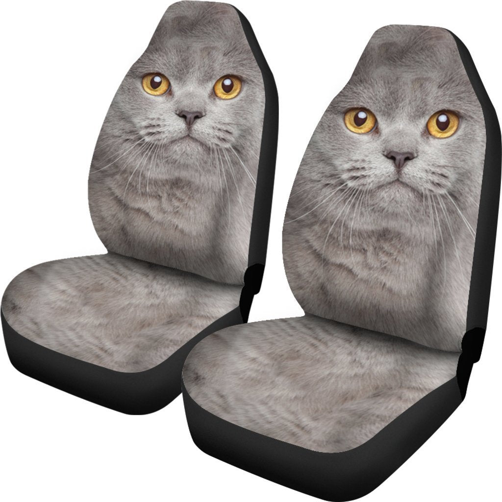 British Shorthair Cat Car Seat Covers Funny Cat Face-Gear Wanta