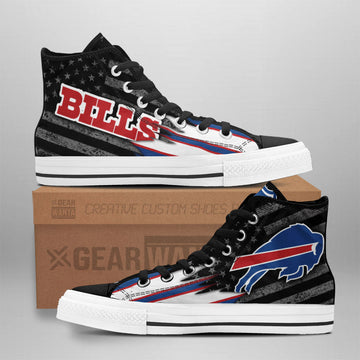 Buffalo Bills High Top Shoes Custom American Flag Sneakers-Gear Wanta