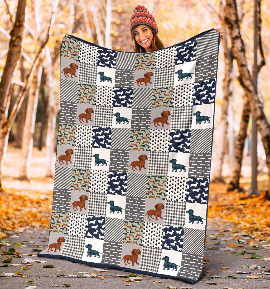 Buffalo Plaid Style Dachshund Fleece Blanket-Gear Wanta