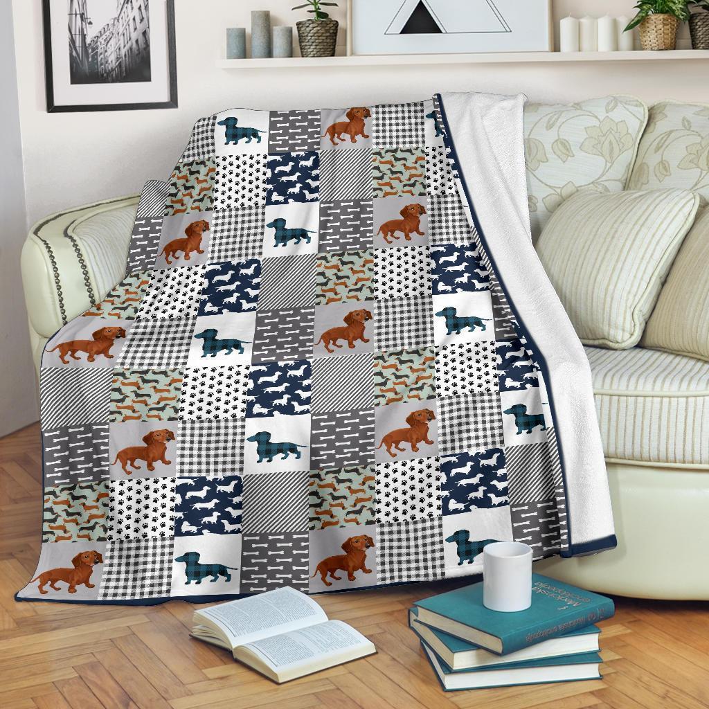 Buffalo Plaid Style Dachshund Fleece Blanket-Gear Wanta
