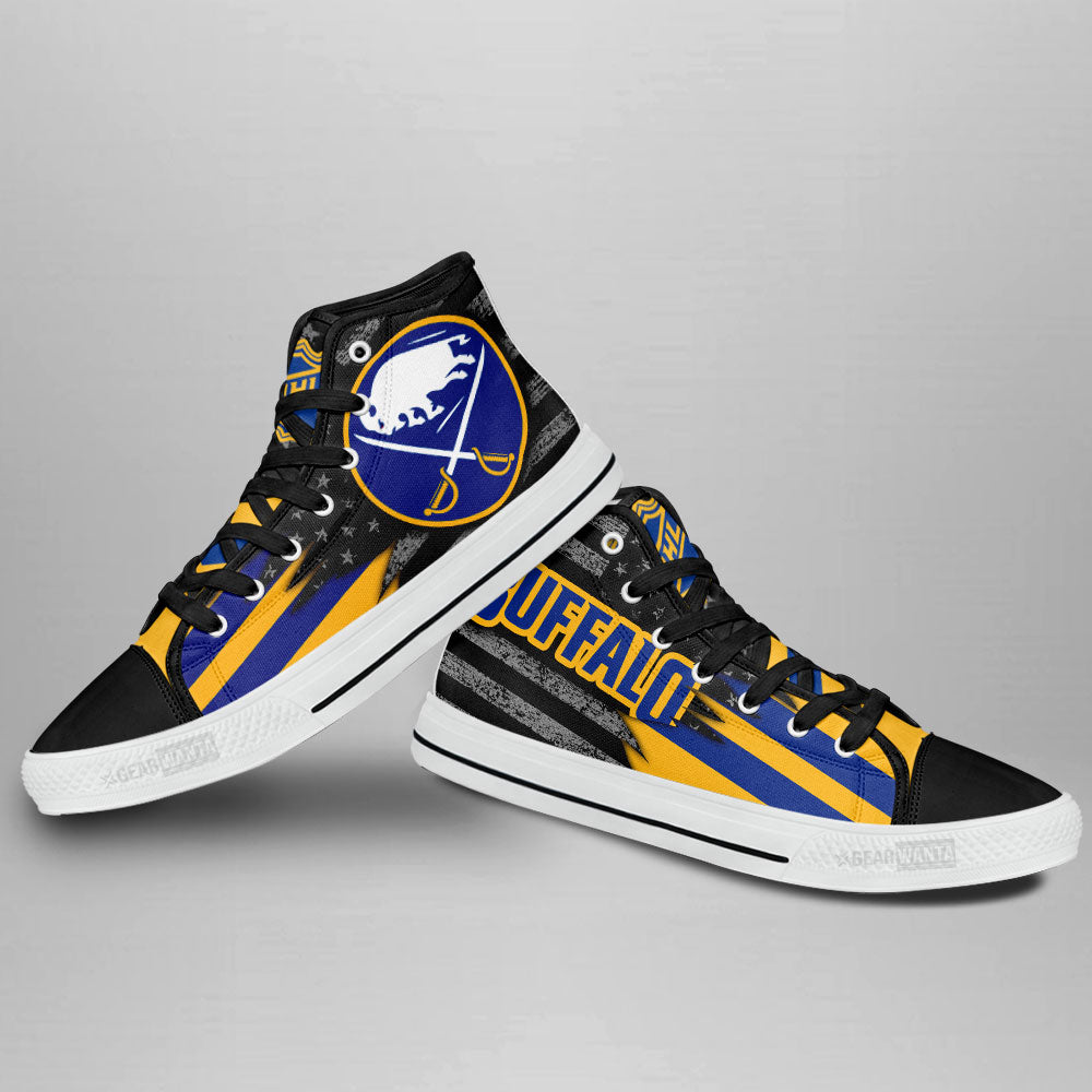 Buffalo Sabres High Top Shoes Custom American Flag Sneakers-Gear Wanta