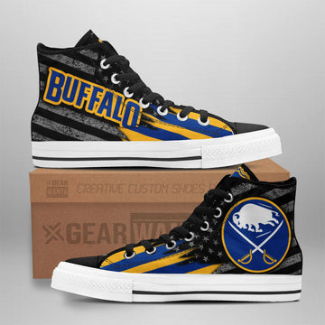 Buffalo Sabres High Top Shoes Custom American Flag Sneakers-Gear Wanta