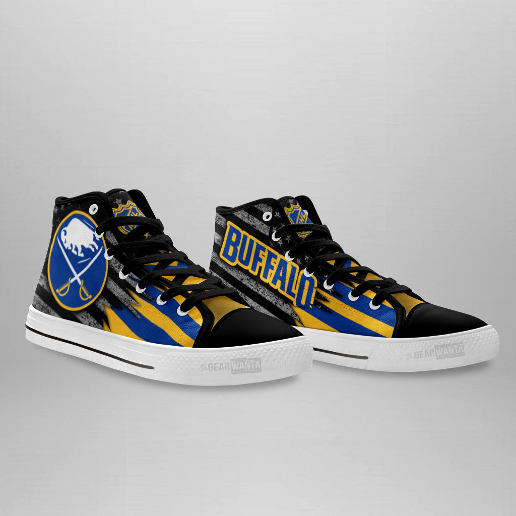 Buffalo Sabres High Top Shoes Custom American Flag Sneakers-Gear Wanta