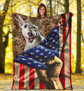 Bull Terrier Fleece Blanket Mixed American Flag-Gear Wanta
