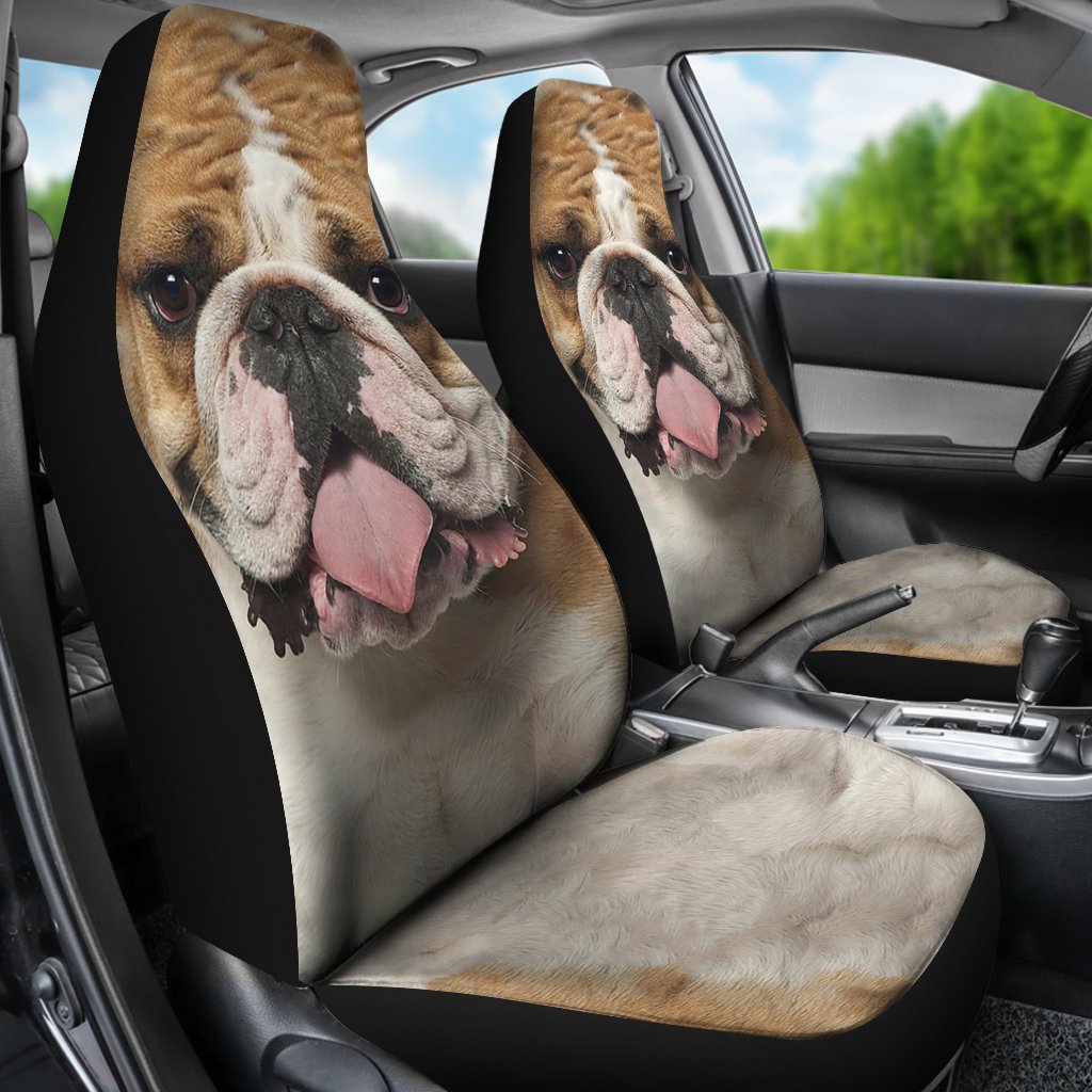 Bulldog Car Seat Covers Funny Dog Face-Gear Wanta