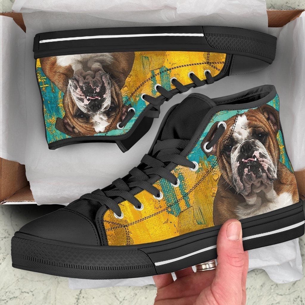 Bulldog Dog Sneakers Colorful High Top Shoes-Gear Wanta