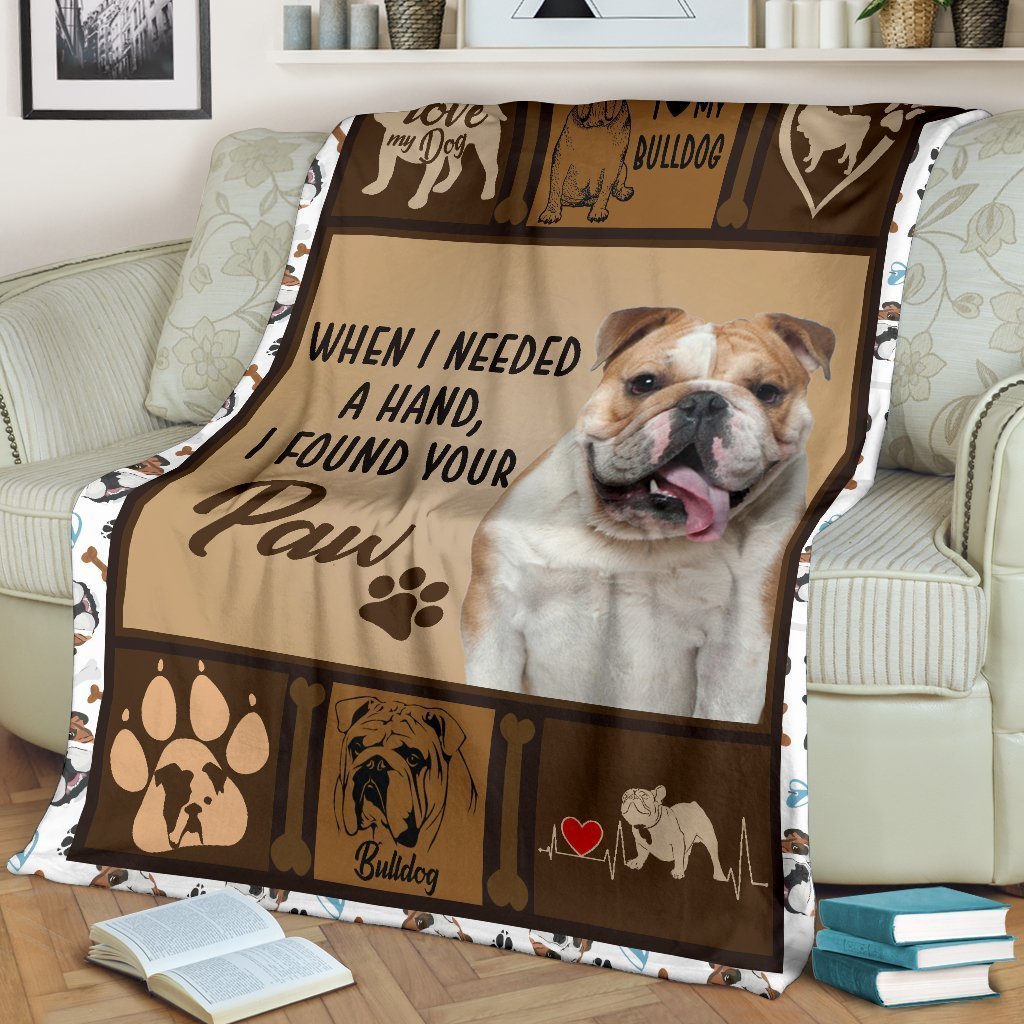 Bulldog Fleece Blanket I Found Your Paw-Gear Wanta