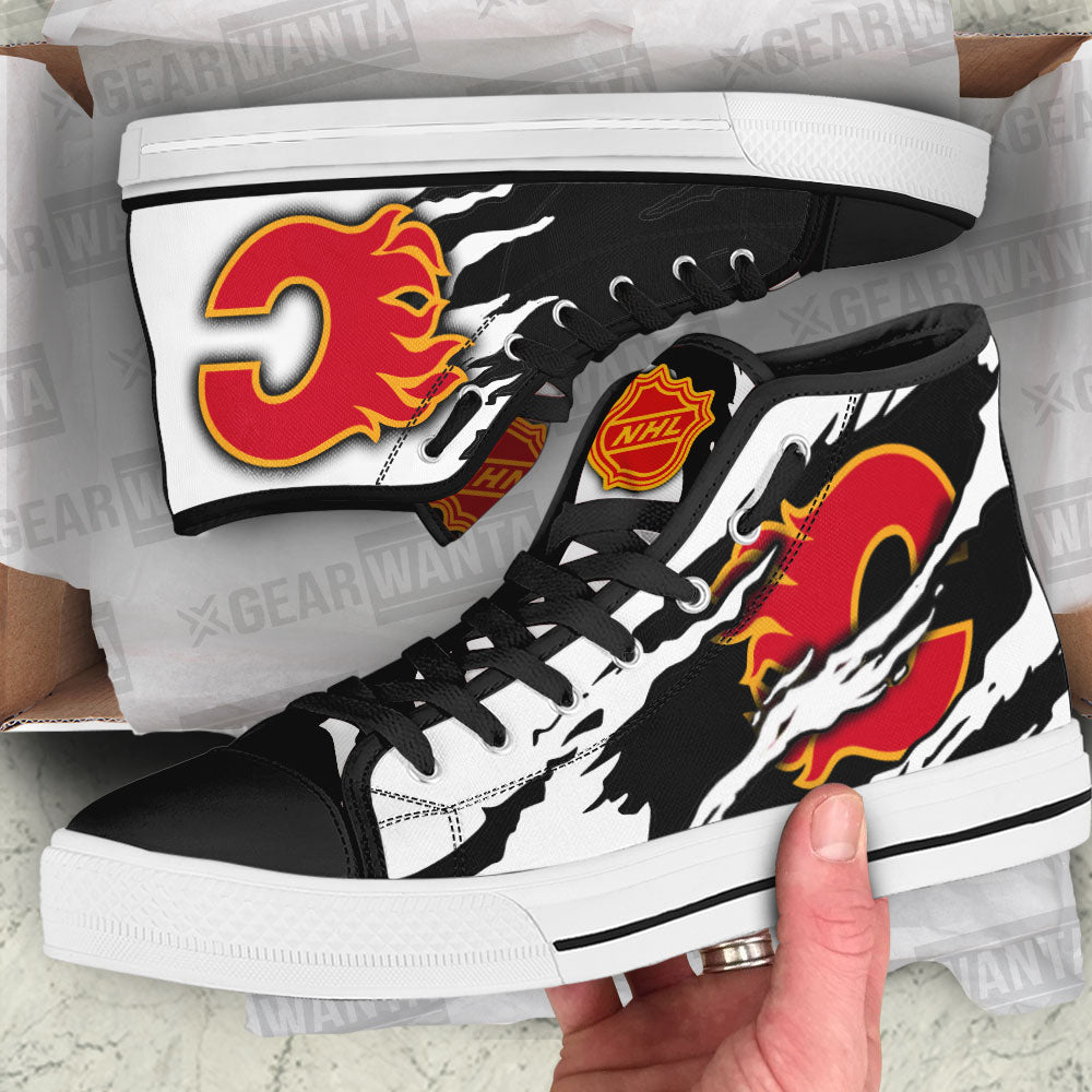 Calgary Flames High Top Shoes Custom For Fans-Gear Wanta