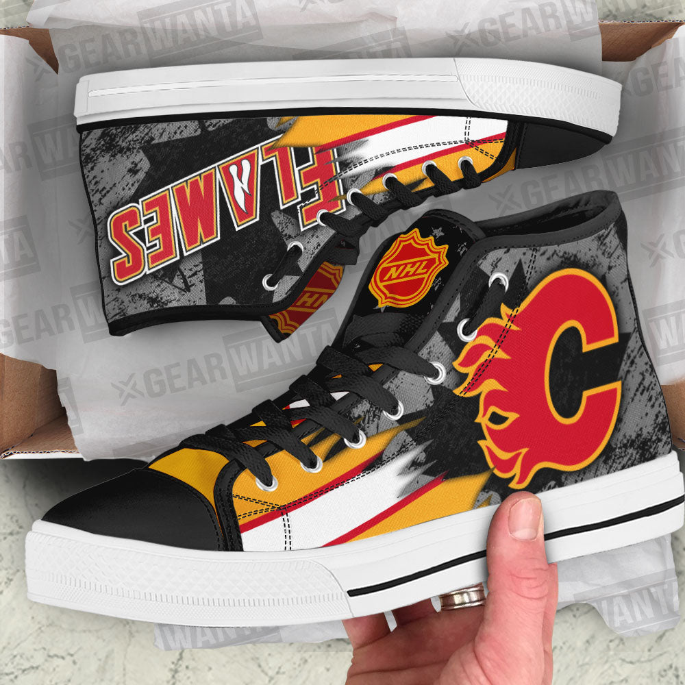 Calgary Flames High Top Shoes Custom Canadian Maple Leaf Sneakers-Gear Wanta