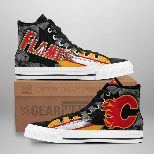 Calgary Flames High Top Shoes Custom Canadian Maple Leaf Sneakers-Gear Wanta