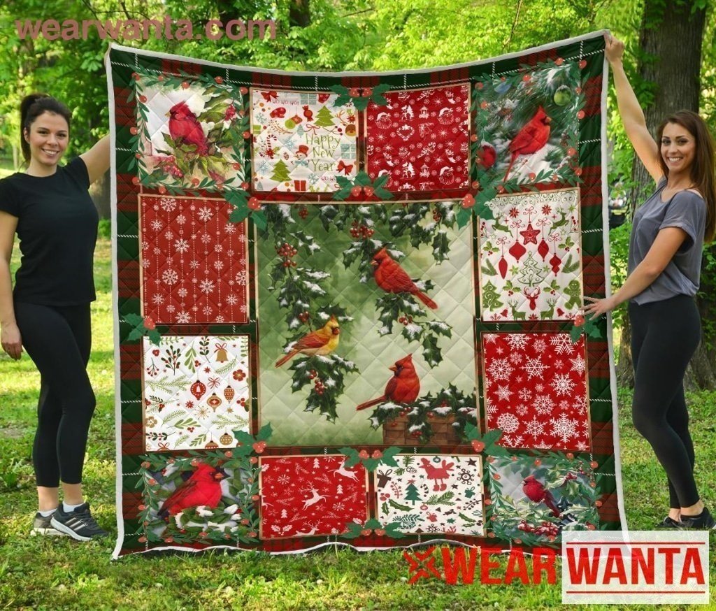 Cardinal Bird Christmas Theme Quilt Blanket TT07