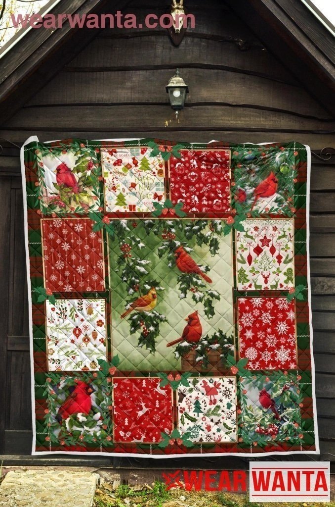 Cardinal Bird Christmas Theme Quilt Blanket TT07