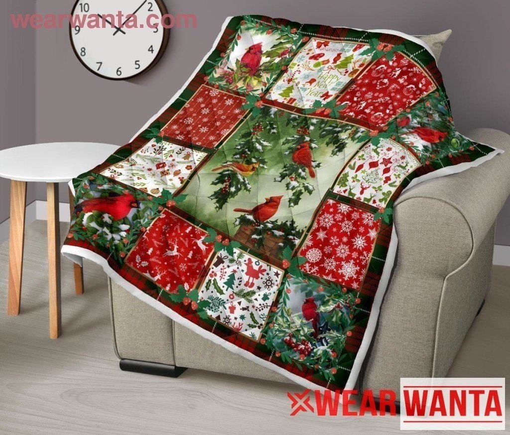 Cardinal Bird Christmas Theme Quilt Blanket TT07