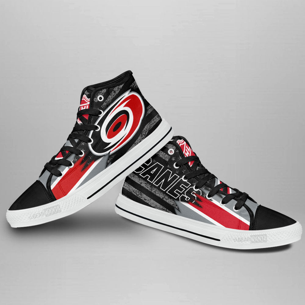 Carolina Hurricanes High Top Shoes Custom American Flag Sneakers-Gear Wanta