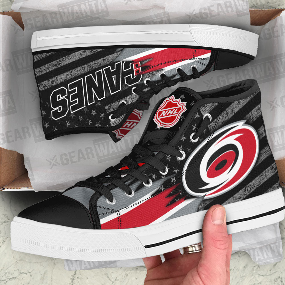 Carolina Hurricanes High Top Shoes Custom American Flag Sneakers-Gear Wanta