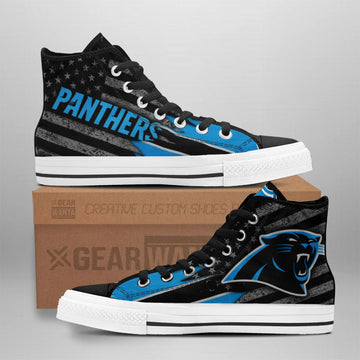 Carolina Panthers High Top Shoes Custom American Flag Sneakers-Gear Wanta