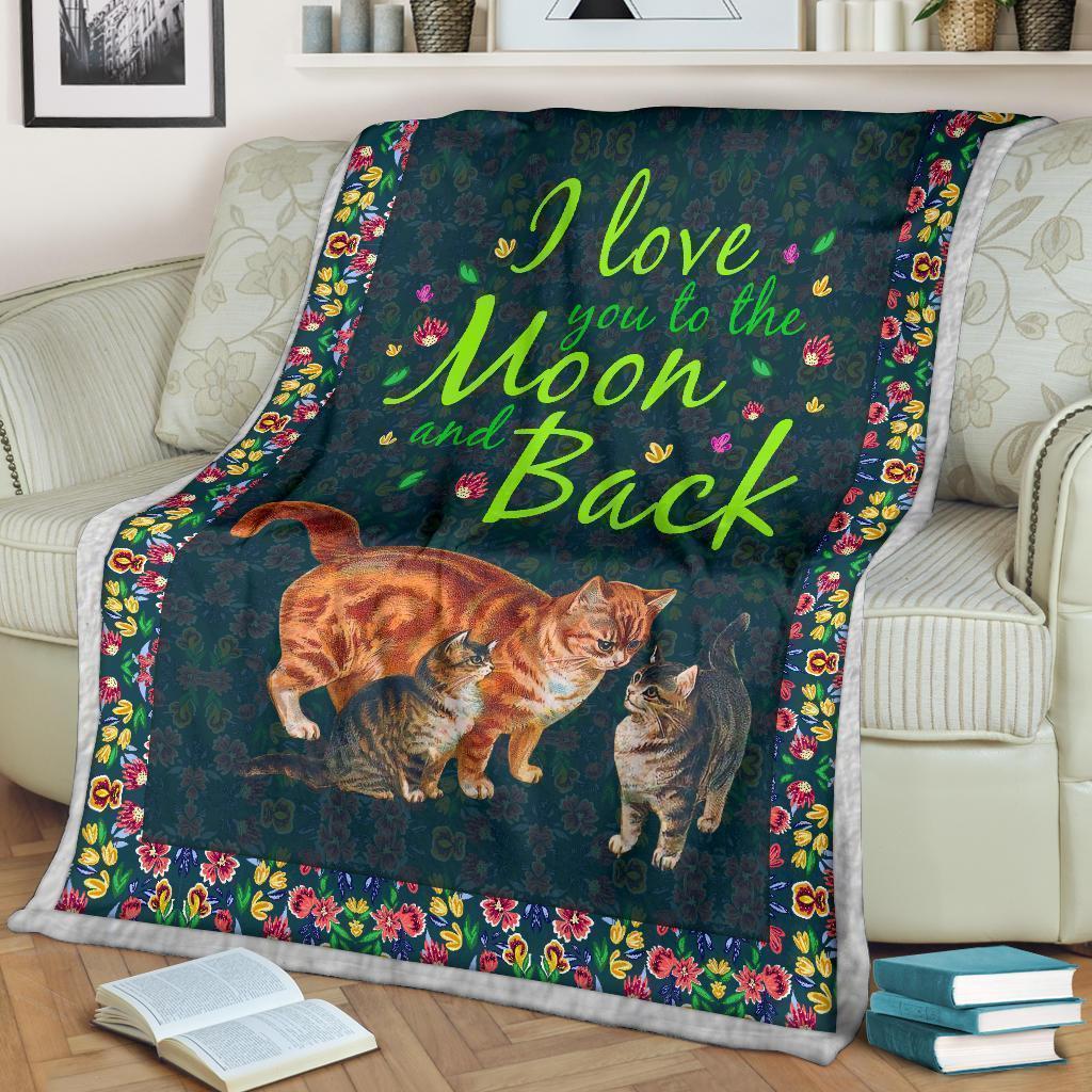 Cat Fleece Blanket I Love You To The Moon And Back-Gear Wanta