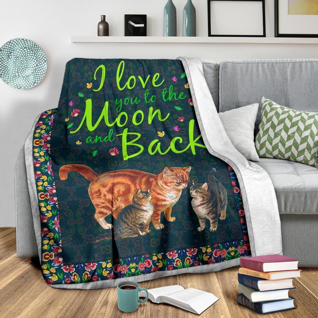 Cat Fleece Blanket I Love You To The Moon And Back-Gear Wanta