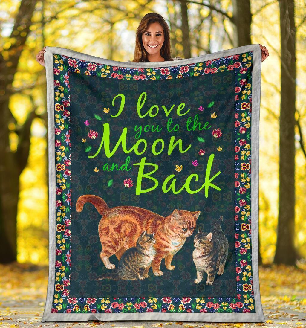 Cat Fleece Blanket I Love You To The Moon And Back-Gear Wanta