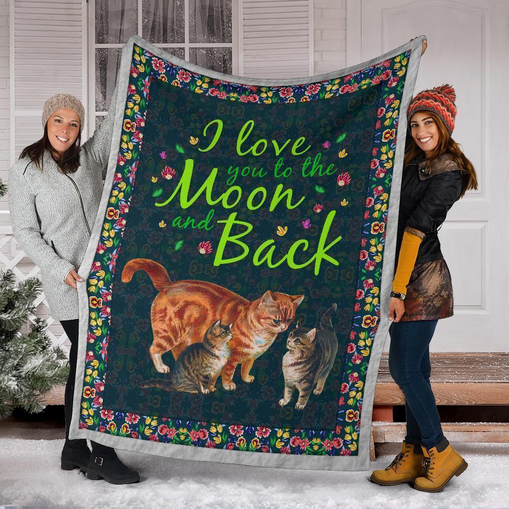 Cat Fleece Blanket I Love You To The Moon And Back-Gear Wanta