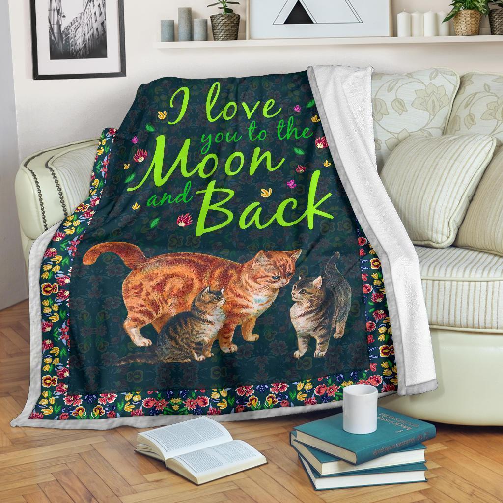 Cat Fleece Blanket I Love You To The Moon And Back-Gear Wanta