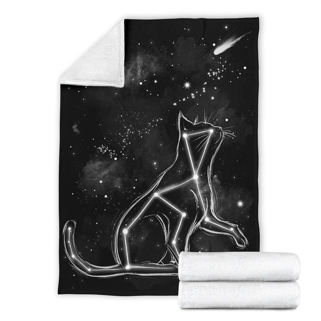 Cat Star Line Fleece Blanket Gift For Cat Lover-Gear Wanta