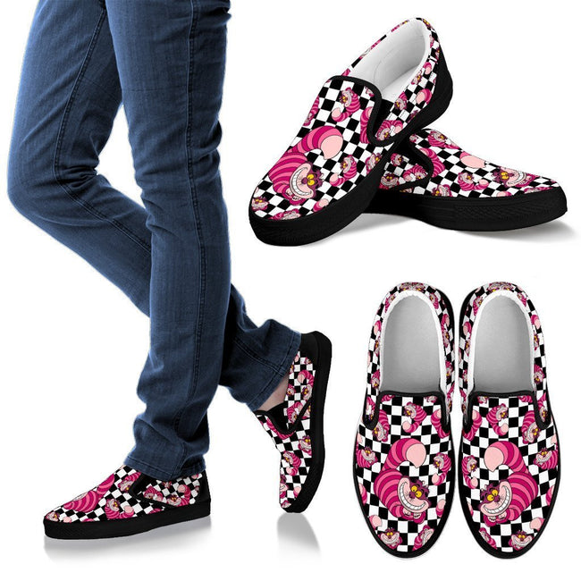 Cheshire Cat Checkerboard Slip On Shoes Cute Gift-Gear Wanta