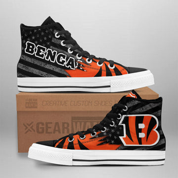 Cincinnati Bengals High Top Shoes Custom American Flag Sneakers-Gear Wanta