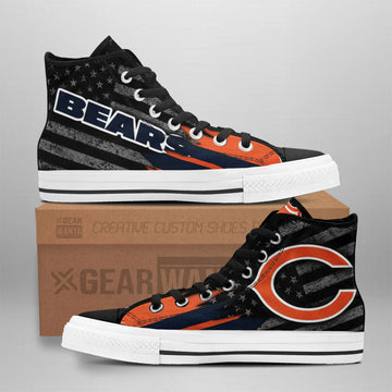 Chicago Bears High Top Shoes Custom American Flag Sneakers-Gear Wanta