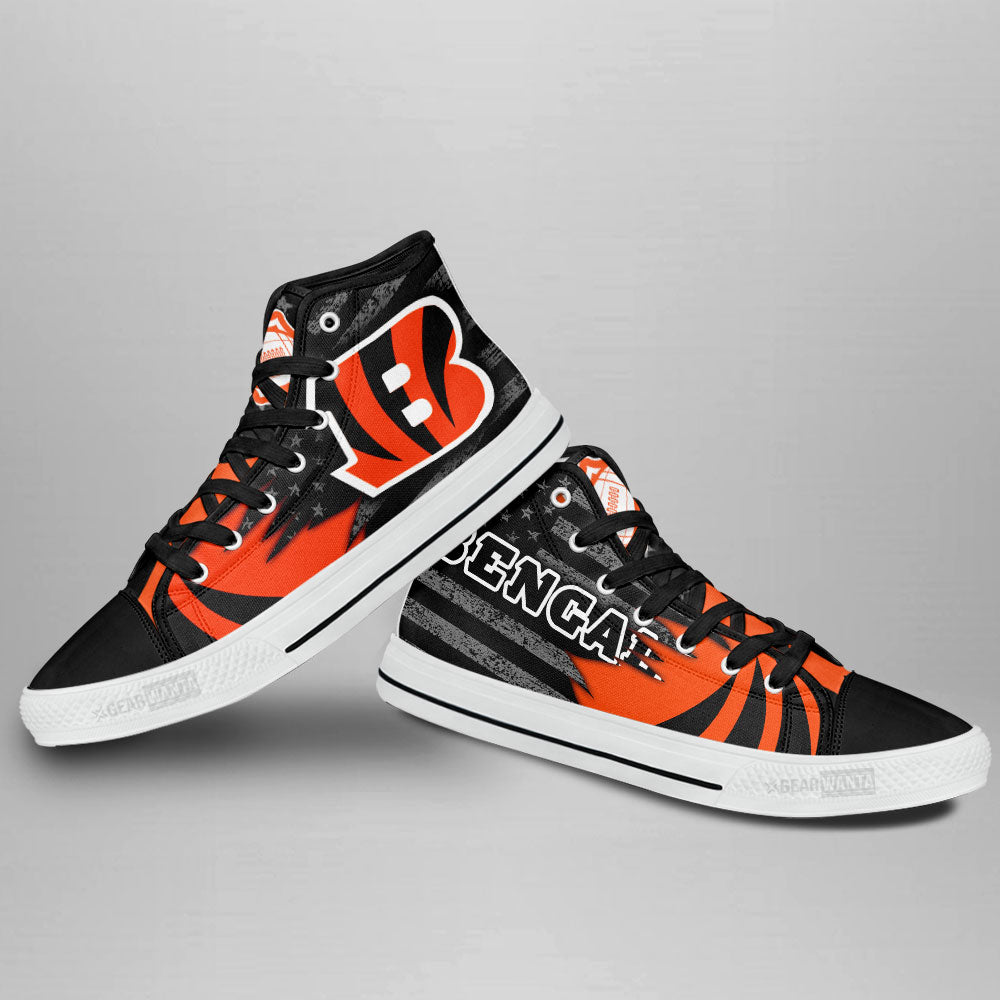 Cincinnati Bengals High Top Shoes Custom American Flag Sneakers-Gear Wanta