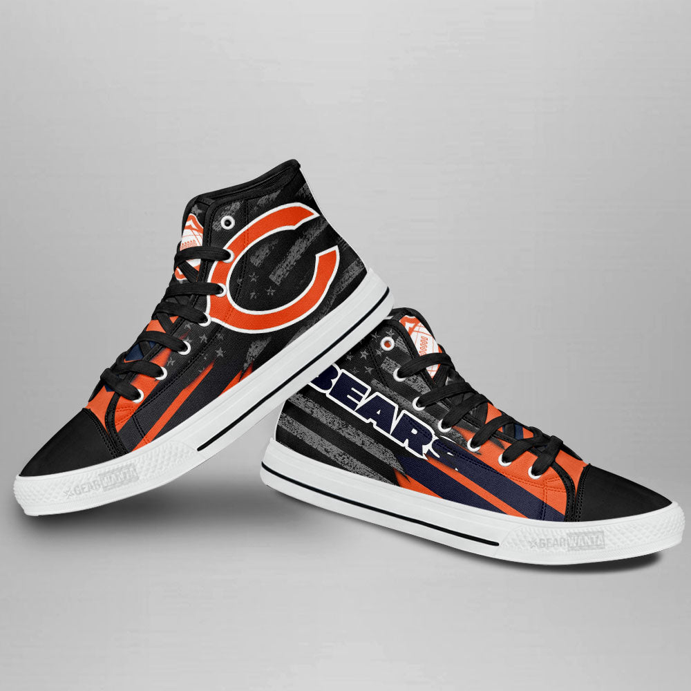 Chicago Bears High Top Shoes Custom American Flag Sneakers-Gear Wanta