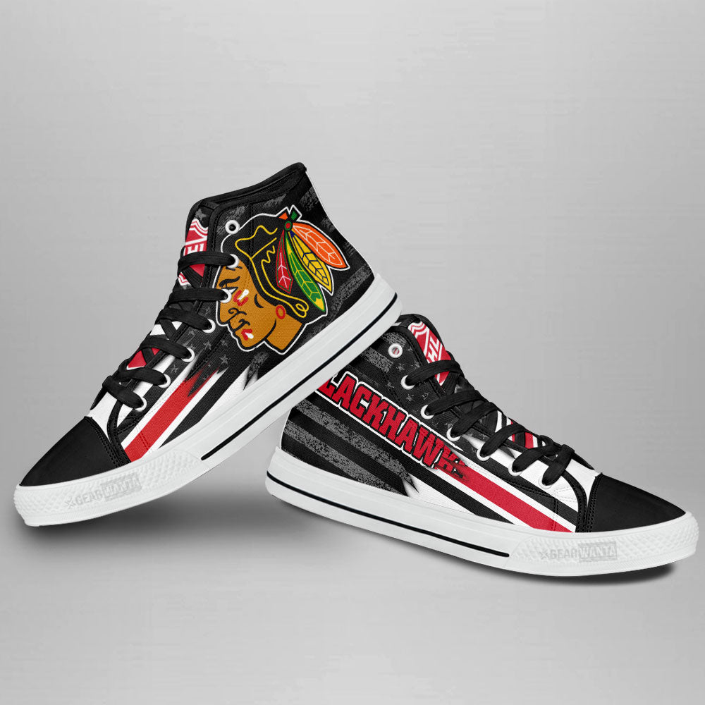 Chicago Blackhawks High Top Shoes Custom American Flag Sneakers-Gear Wanta