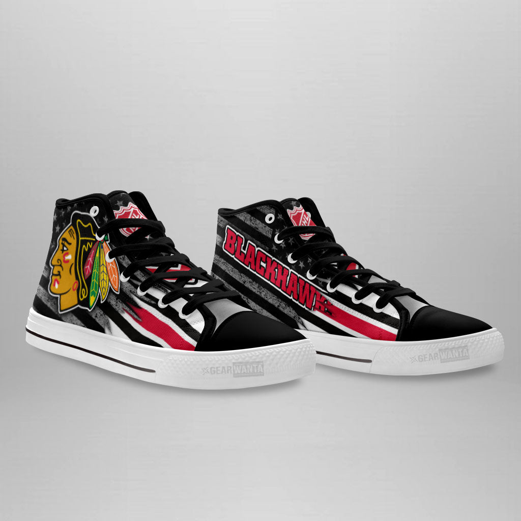 Chicago Blackhawks High Top Shoes Custom American Flag Sneakers-Gear Wanta