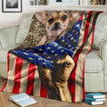 Chihuahua Fleece Blanket Mixed American Flag Funny-Gear Wanta