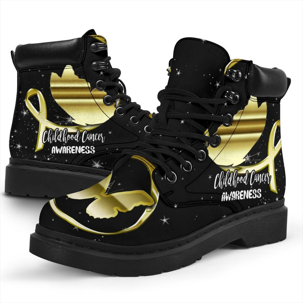 Childhood Cancer Awareness Boots Ribbon Butterfly Shoes-Gear Wanta