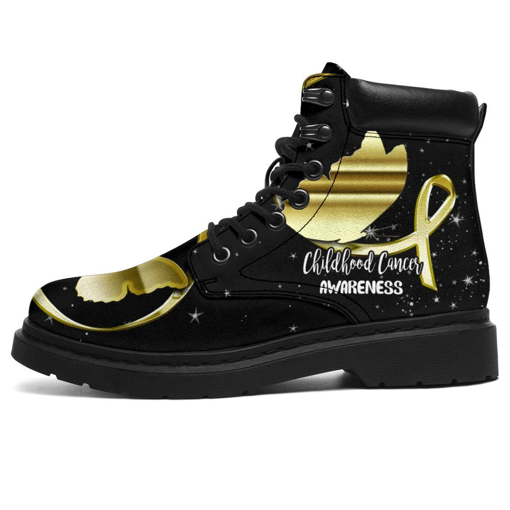 Childhood Cancer Awareness Boots Ribbon Butterfly Shoes-Gear Wanta