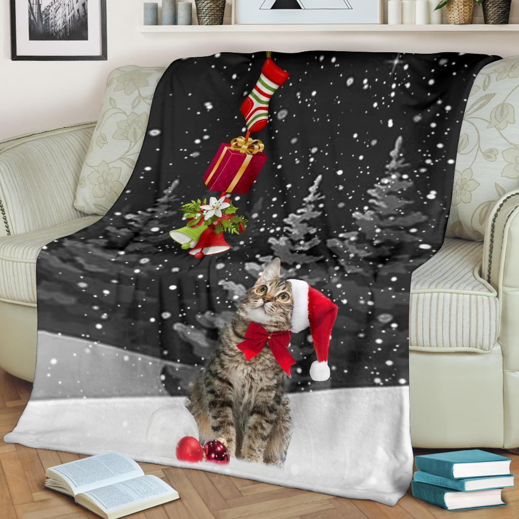 Christmas Cat Fleece Blanket Xmas For Cat Lover-Gear Wanta