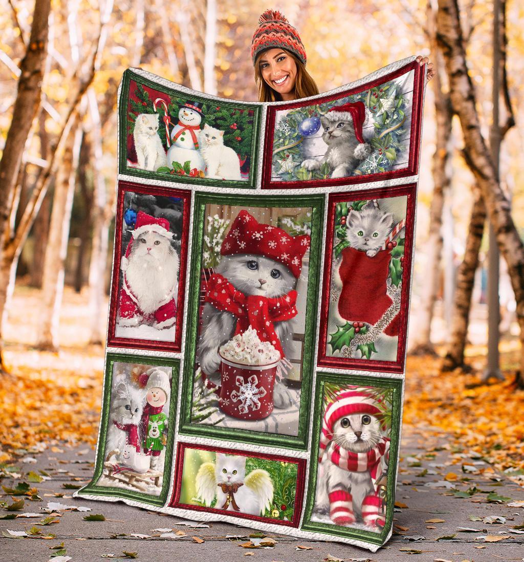 Christmas Cat Fleece Blanket Xmas For Cat Lover-Gear Wanta
