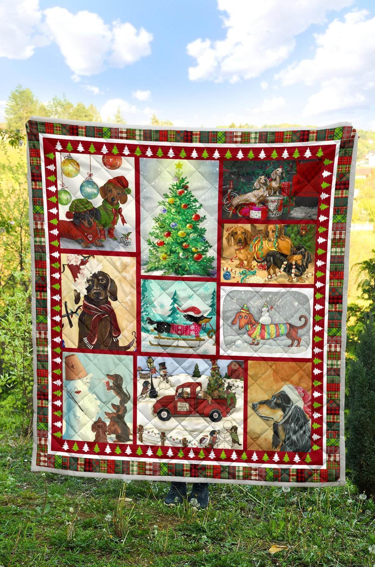 Christmas Dachshund Dog Quilt Blanket Xmas11-Gear Wanta