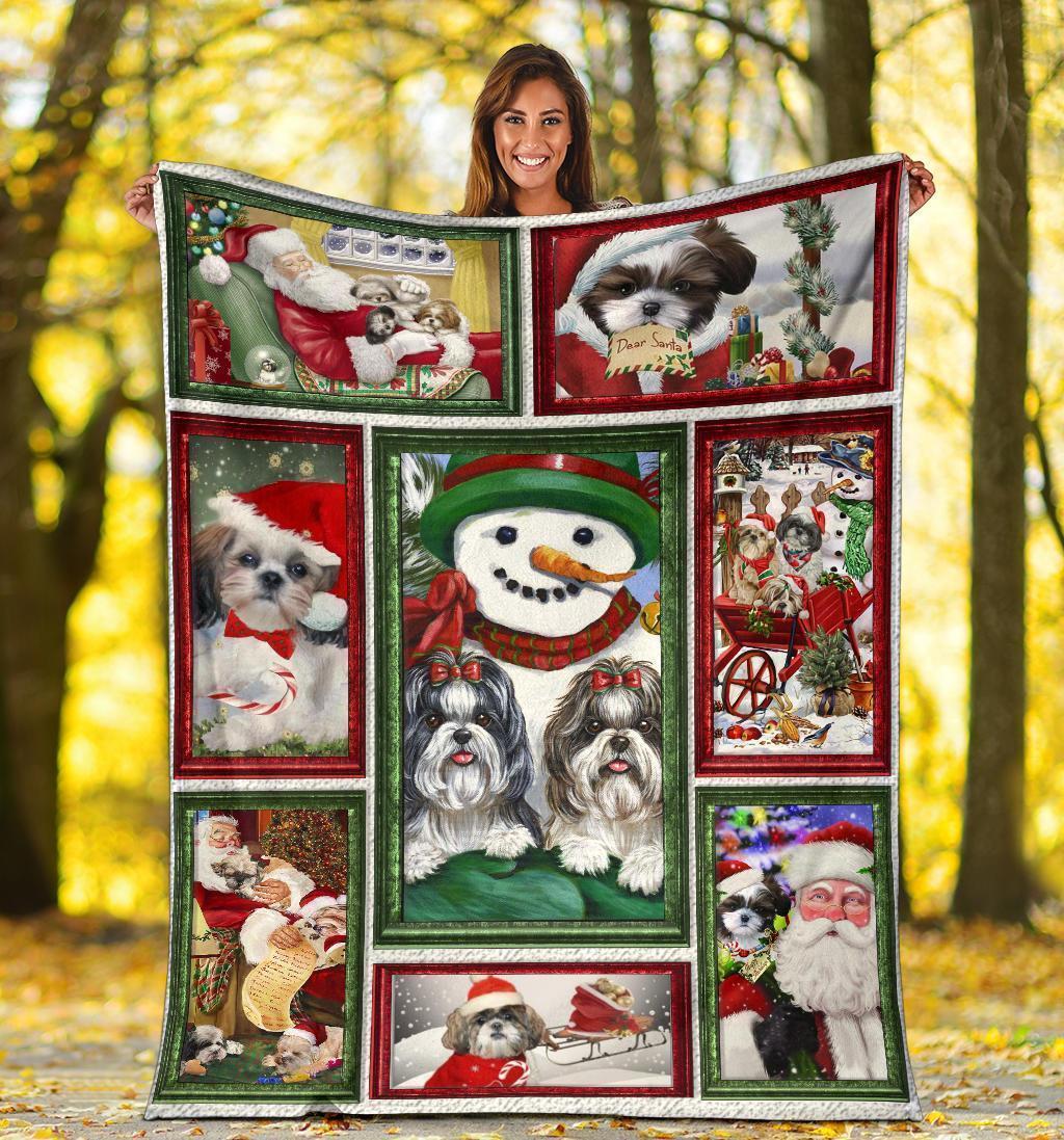Christmas Shih Tzu Dog Fleece Blanket-Gear Wanta