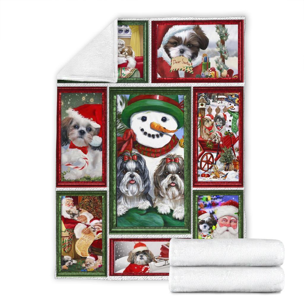 Christmas Shih Tzu Dog Fleece Blanket-Gear Wanta