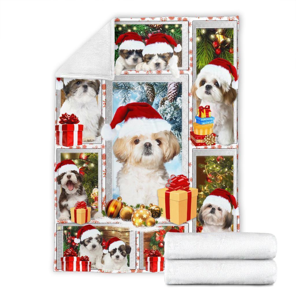 Christmas Shih Tzu Fleece Blanket Dog Xmas Style-Gear Wanta