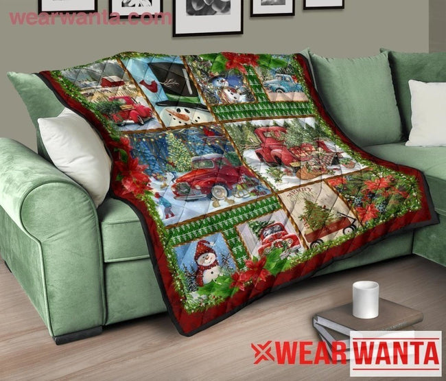 Christmas Trucks Quilt Blanket For Christmas Seasons-Gear Wanta