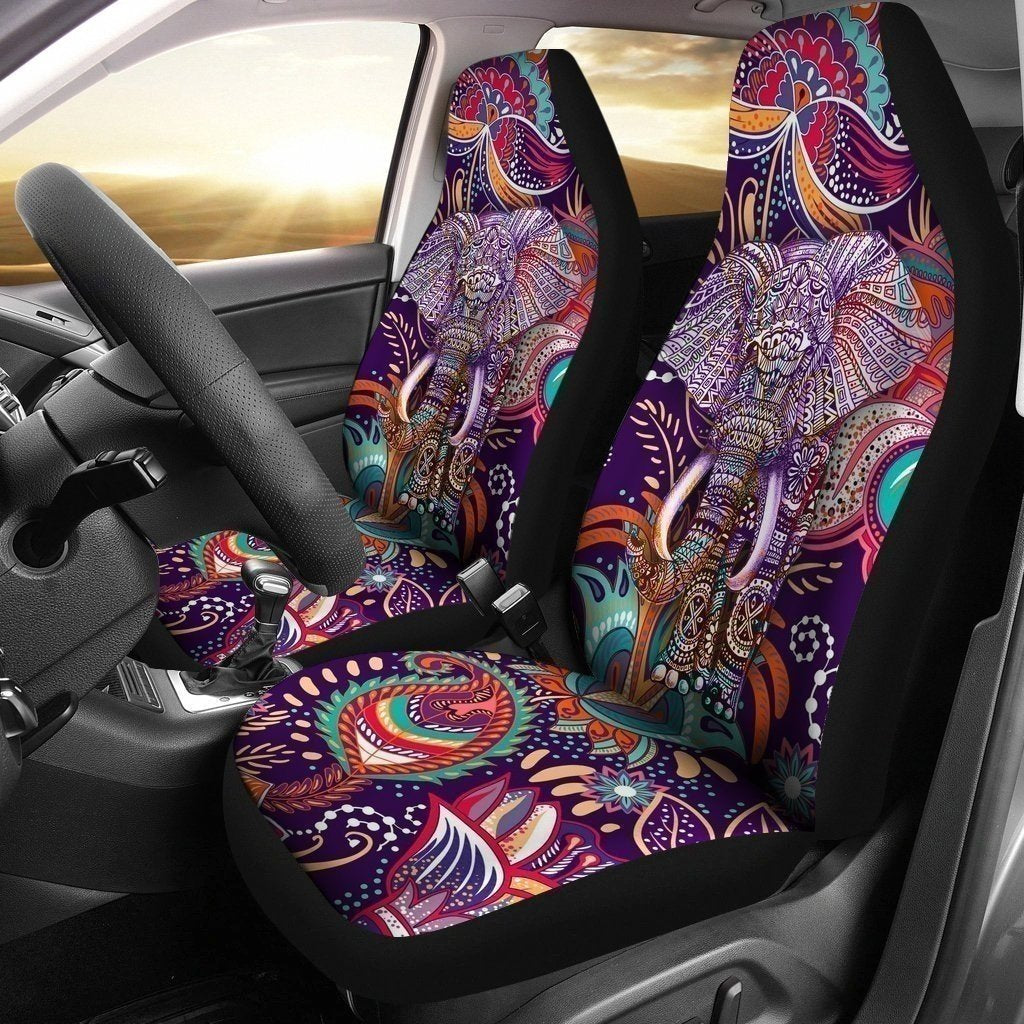 Colorful Pattern Elephant Car Seat Covers-Gear Wanta