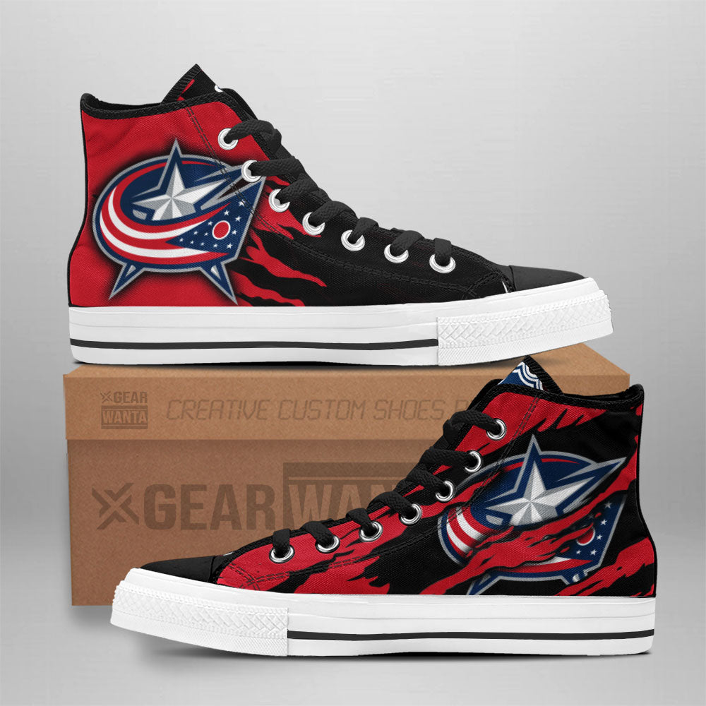 Columbus Blue Jackets High Top Shoes Custom For Fans-Gear Wanta