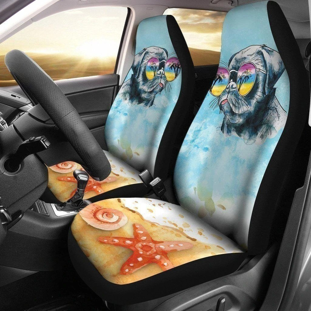 Cool French Bulldog Car Seat Covers Custom On Beach Car Decoration-Gear Wanta